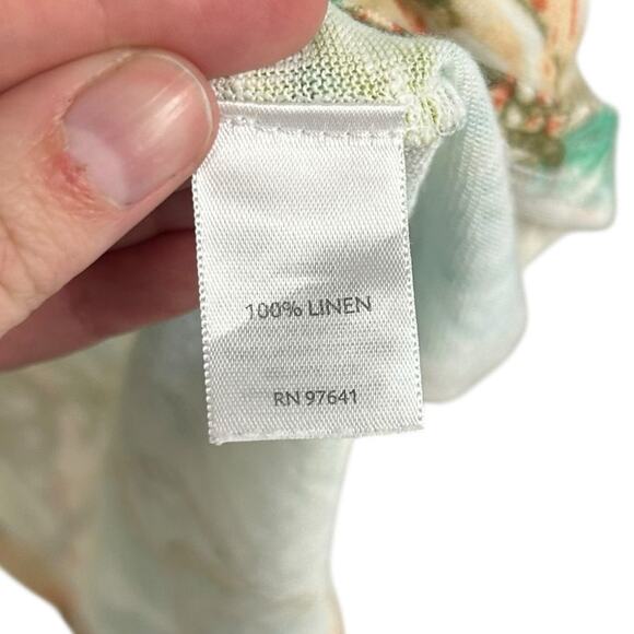 J. Jill Love Linen Multicolor Beach Palm Trees 100% Linen Tank Top Womens Large - Picture 3 of 5